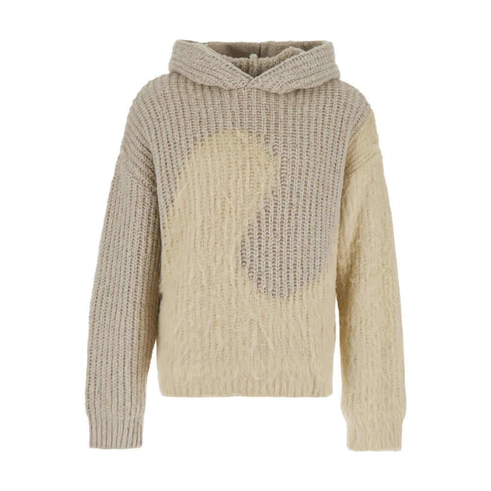 ERL Silk Swirl Hoodie Stickad Tröja Beige, Herr