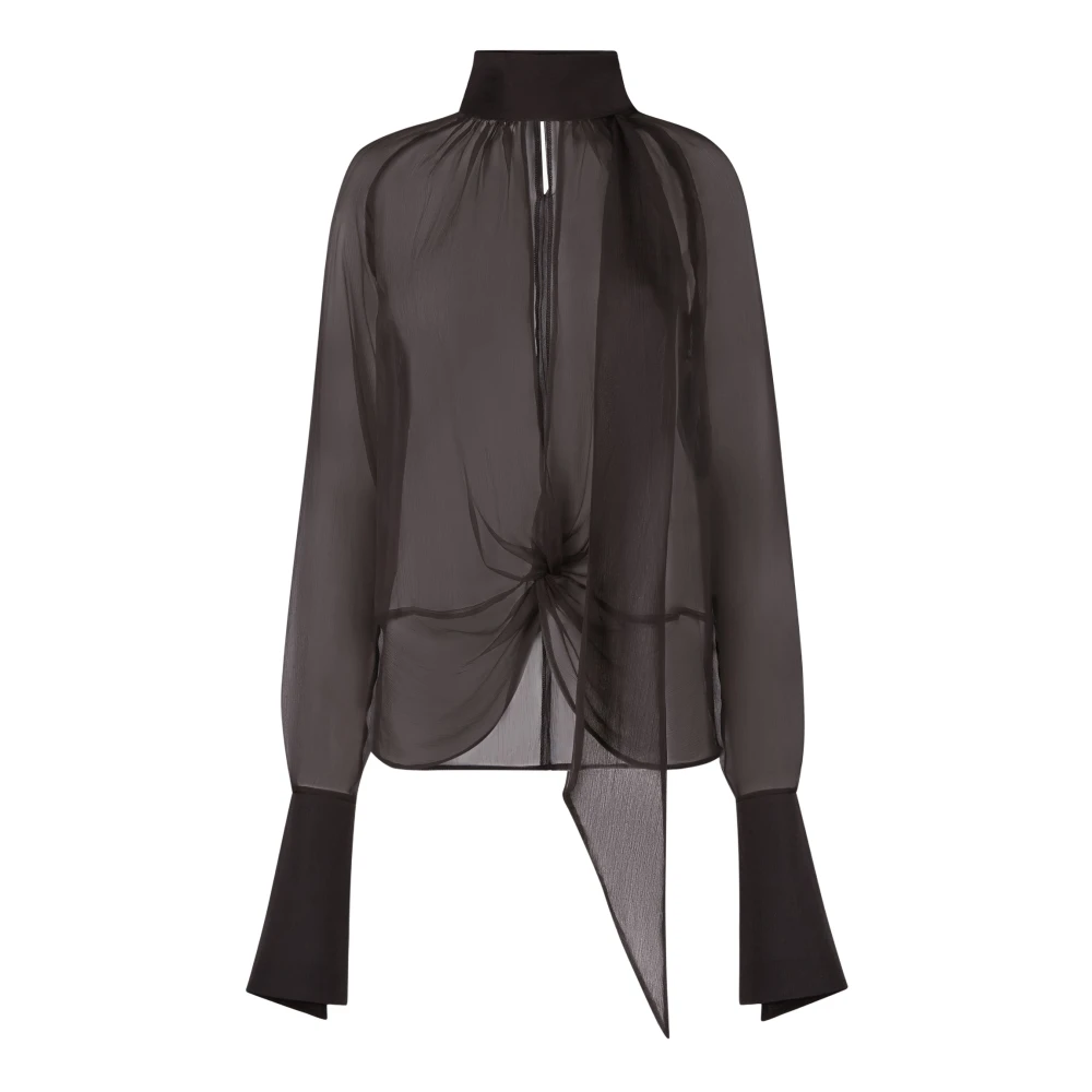 Nina Ricci Zwarte Strikblouse Elegante Stijl Black Dames