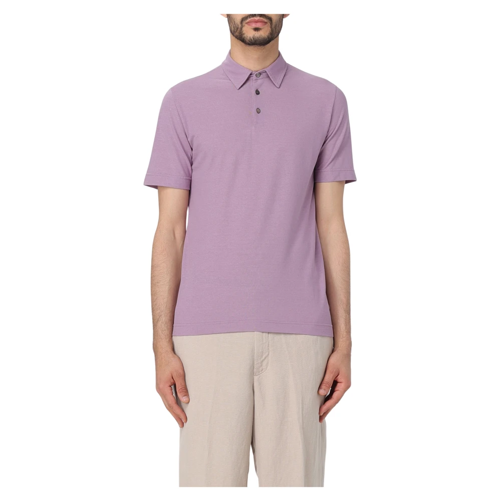 Zanone Polo Shirts Purple Heren