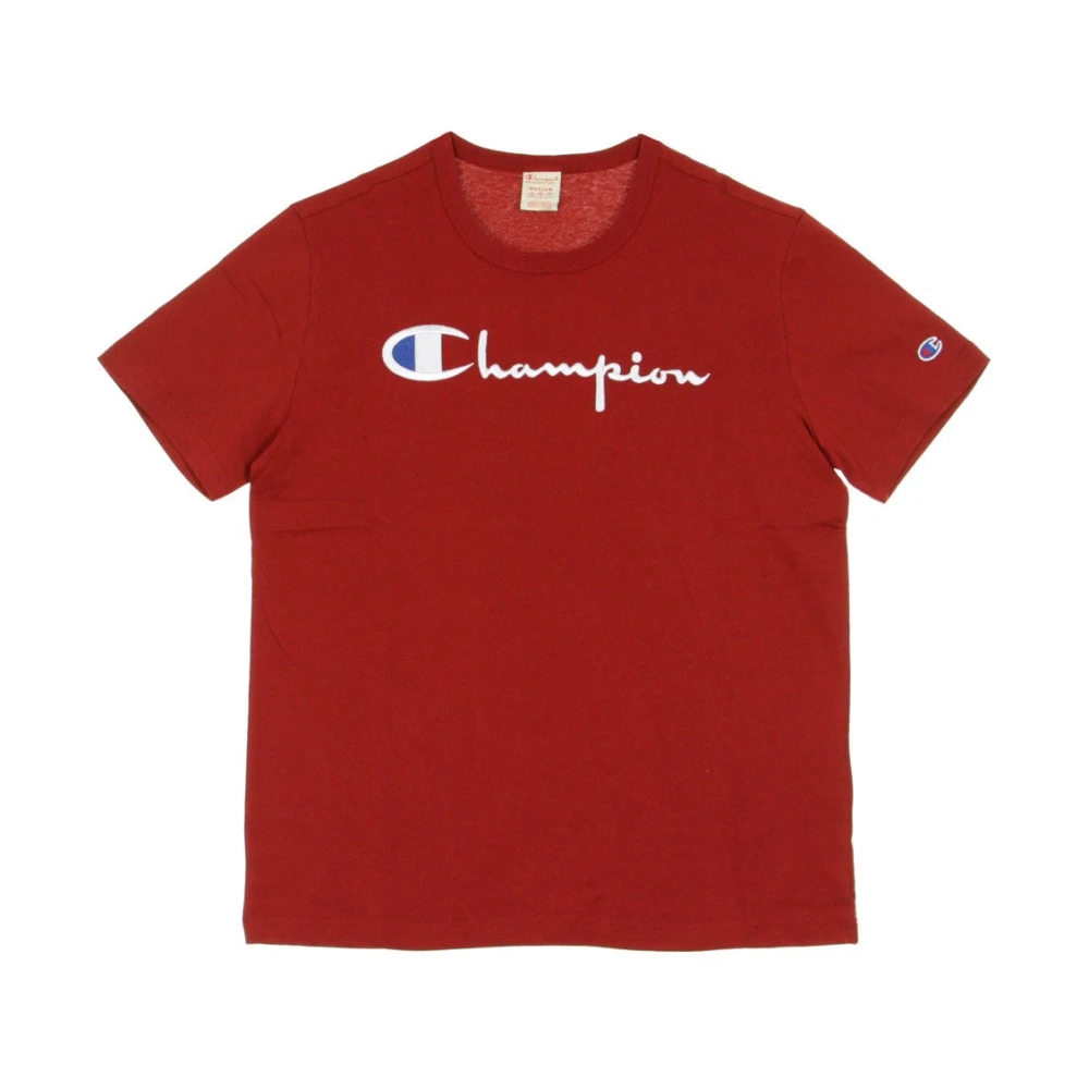Champion Men's Dark/Red Crewneck Tee T-Shirt