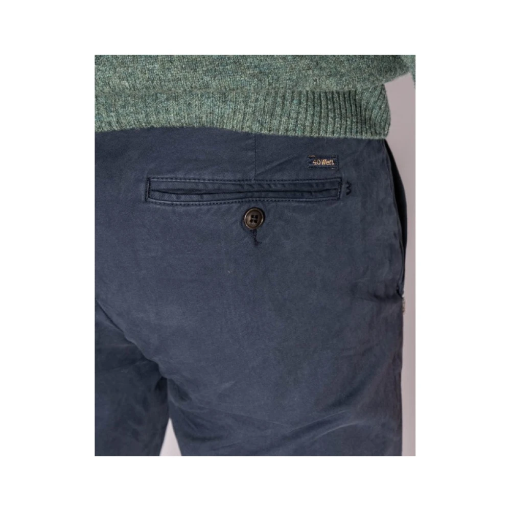 40Weft Chino Broek Blue Heren