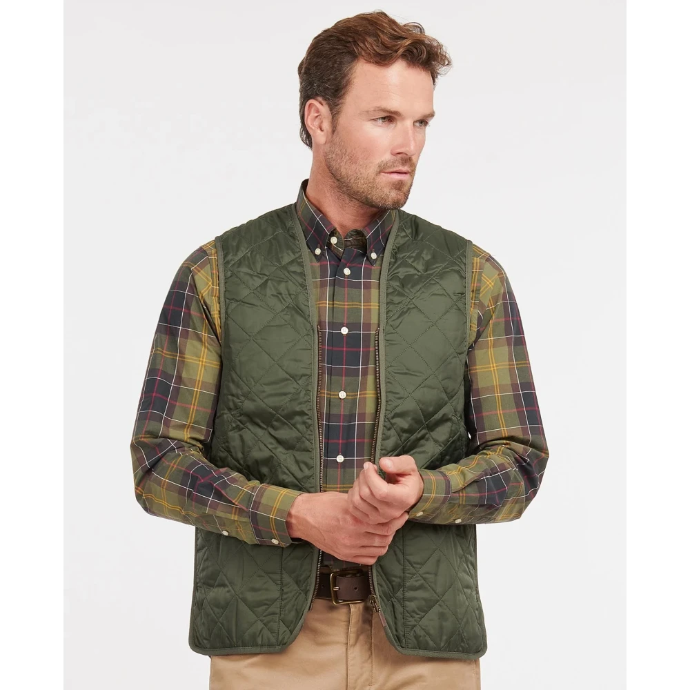 Barbour Gewatteerd vest met tartan voering Green Heren