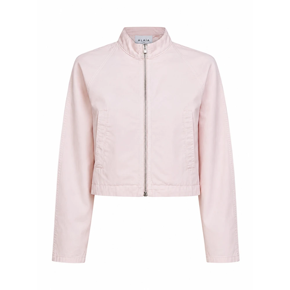 Alaïa Pink Cropped Cotton Jacket - Female - Light Jackets - Xs - Jackets