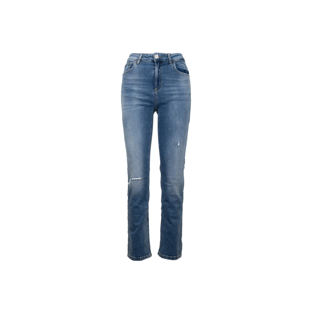 Liu Jo Dames Jeans met Rits en Knoop Blue Dames