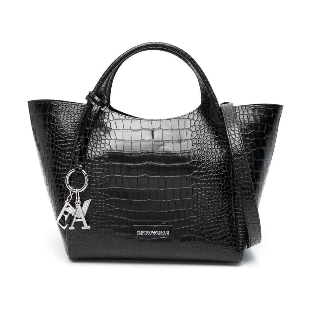 Exclusive Crocodile Embossed Black Bag Emporio Armani Women