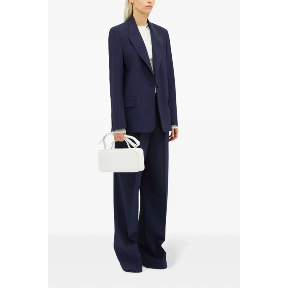 Msgm Blauwe Wollen Wijde Pijp Broek Blue Dames