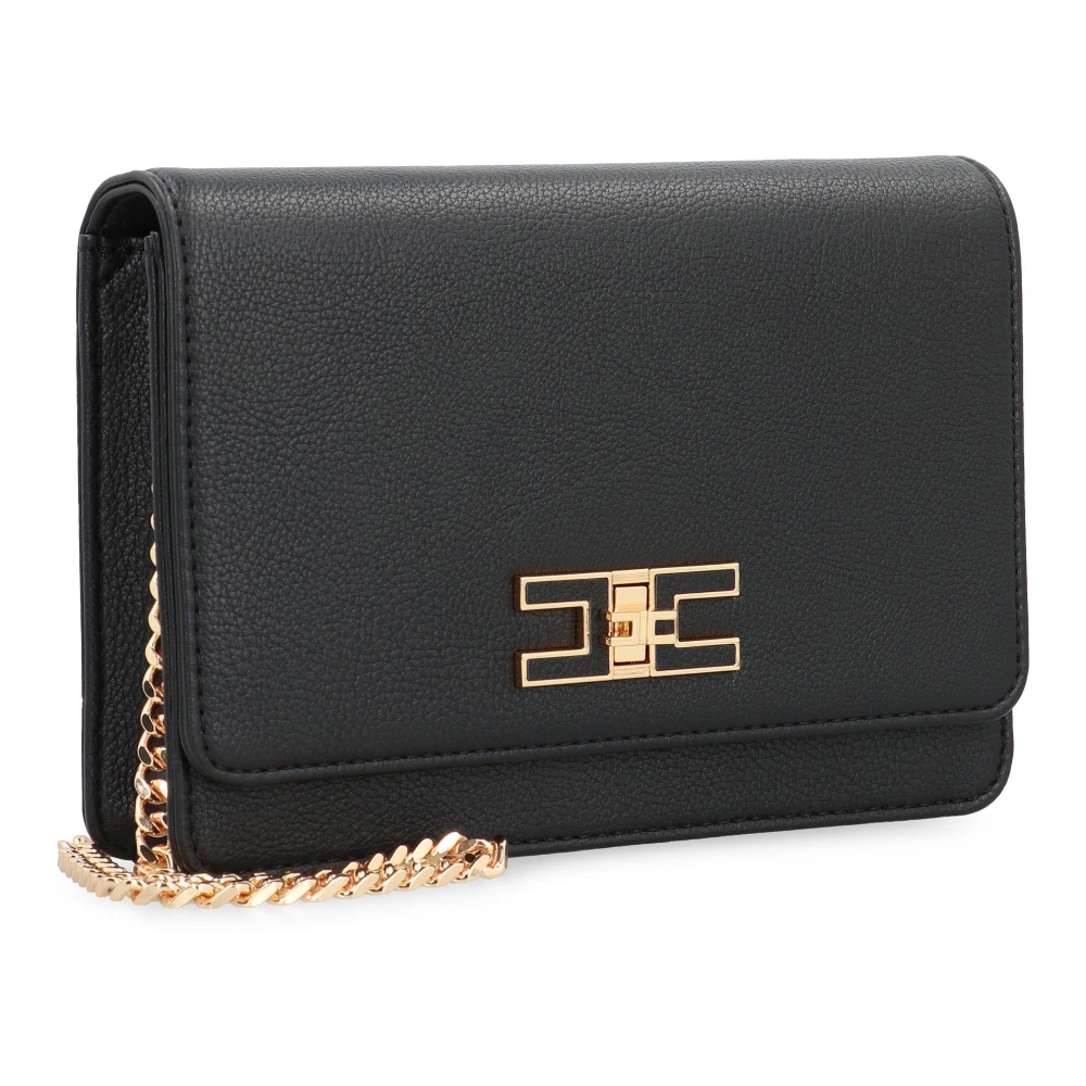 Elisabetta Franchi Stijlvolle Schoudertas met Draaislot Black Dames