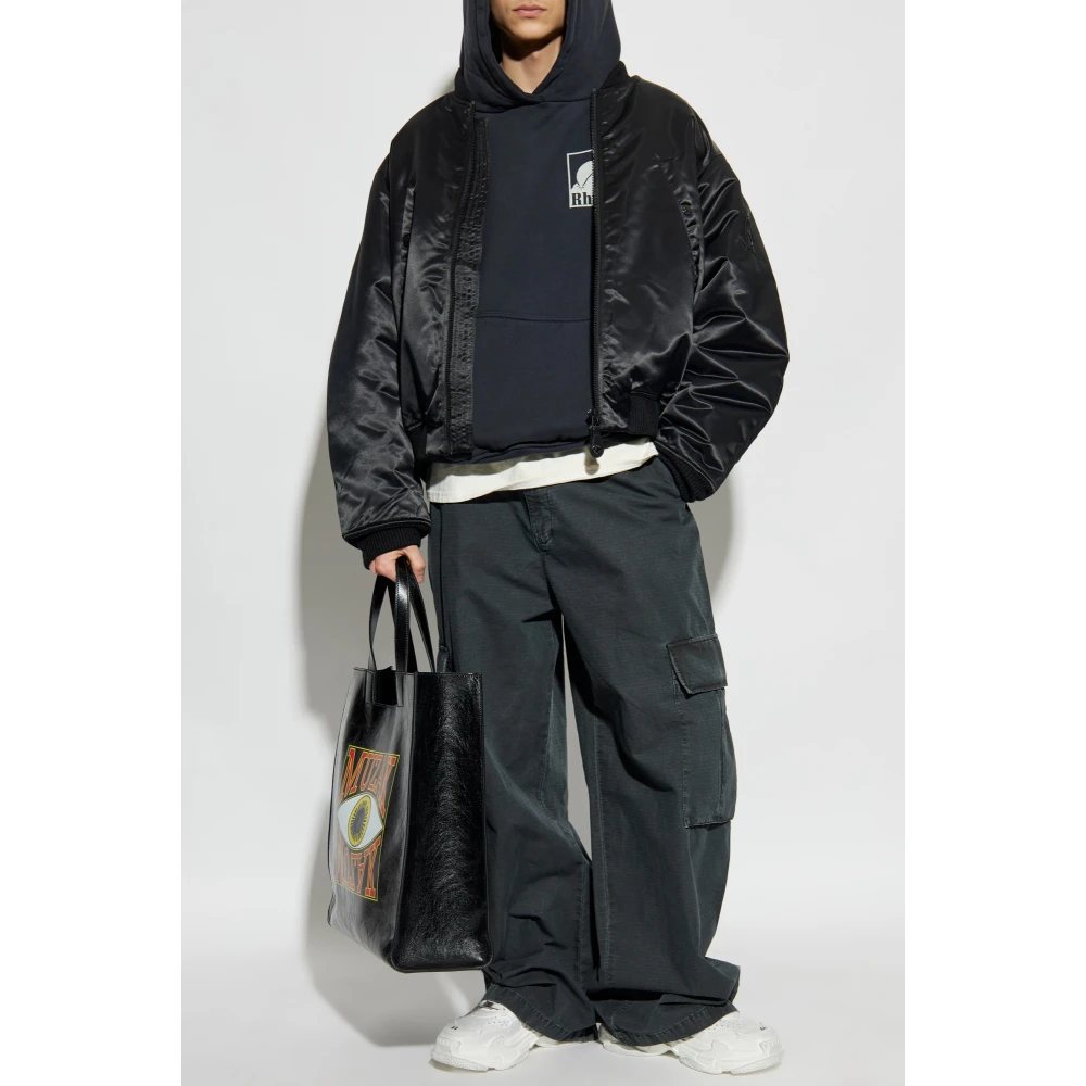 Rhude Logo Sweatshirt Gray Heren