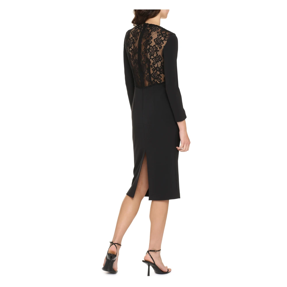 pinko Kanten Detail Crêpe Jurk Black Dames