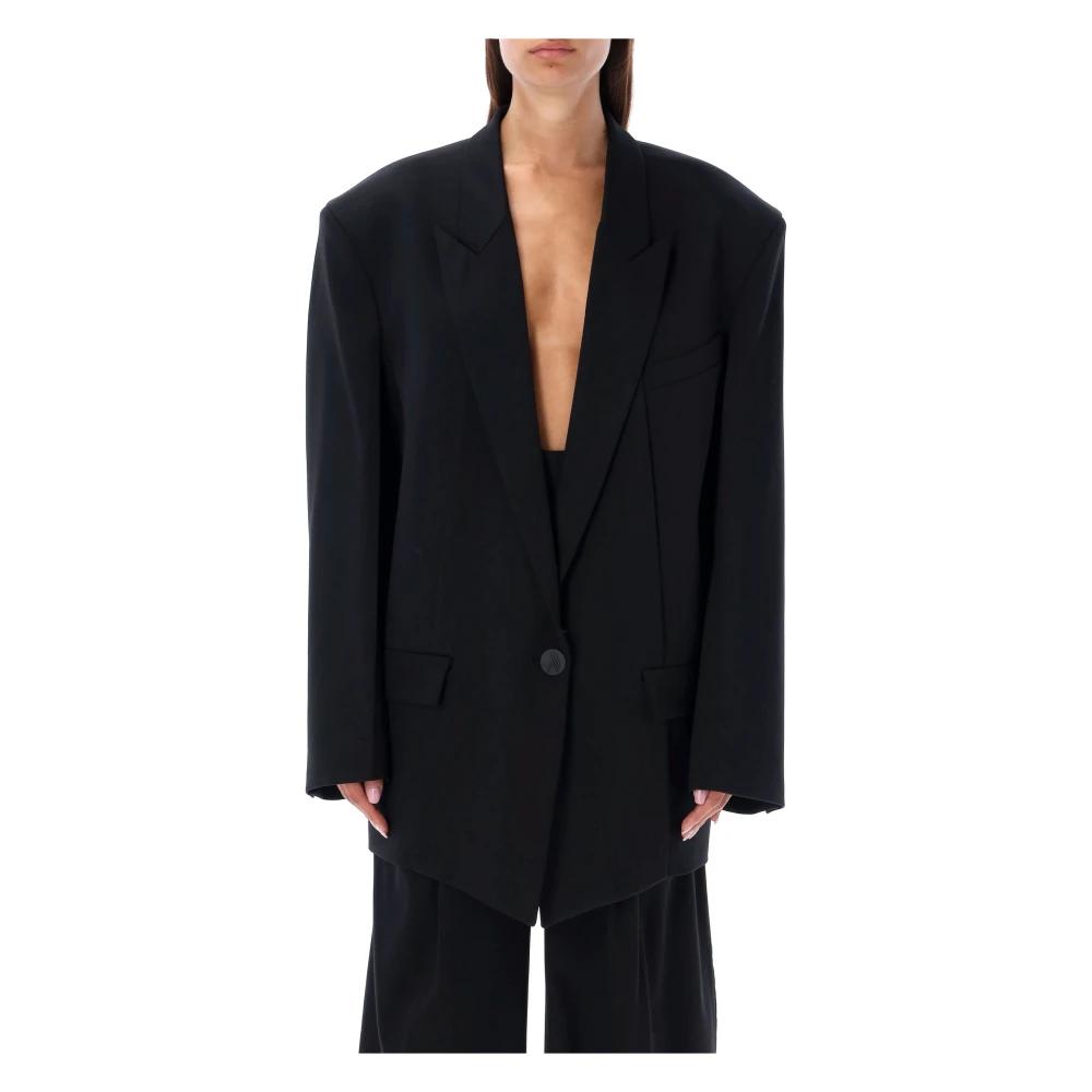 The Attico Oversized Glen Zwarte Blazer Black Dames