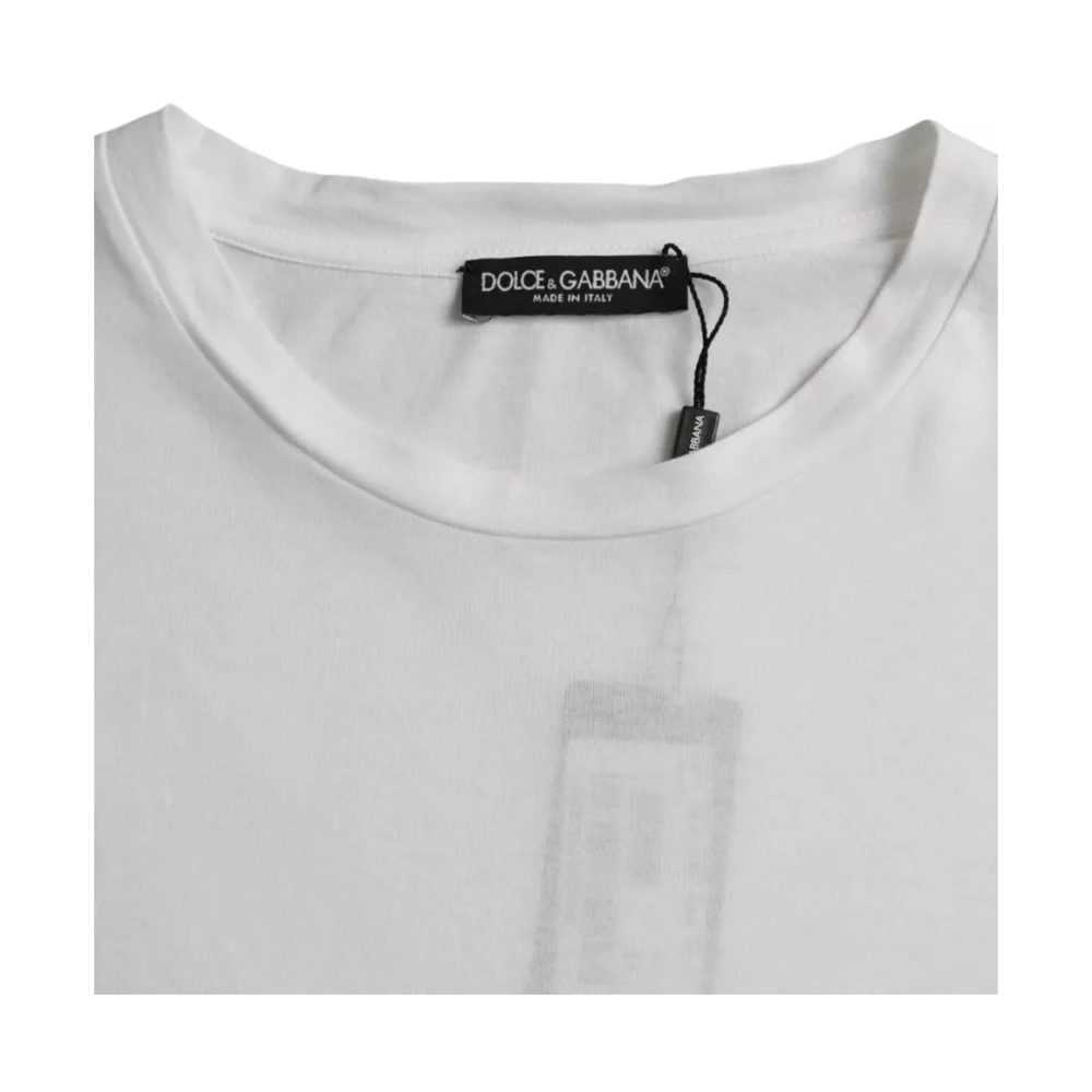 Dolce & Gabbana Wit Katoenen T-shirt met Ronde Hals en Korte Mouwen White Heren