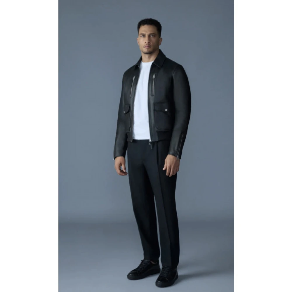 Mackage Chance-Z Spread Kraag Leren Jas Black Heren