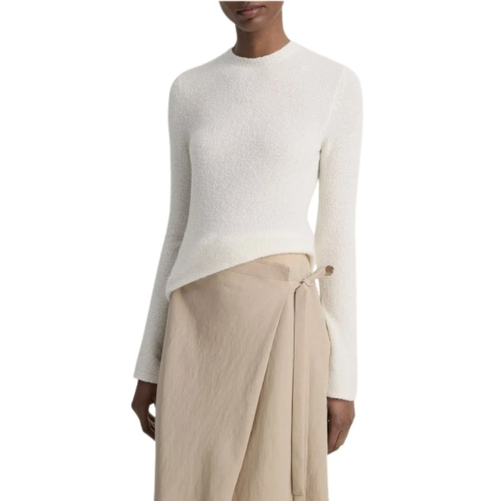 Vince Zijdeblend Bouclé Crew Neck Sweater White Dames