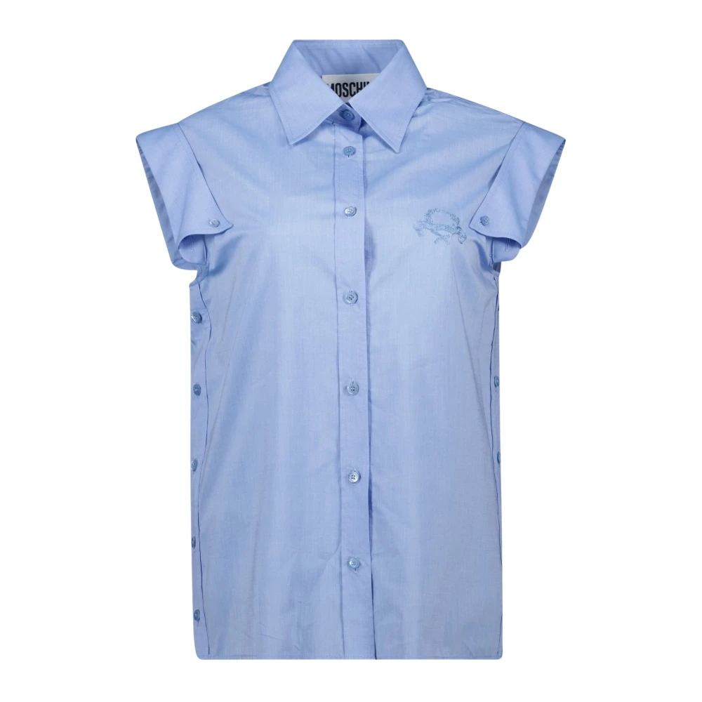 Moschino Blauwe Korte Mouwen Shirt Lente-Zomer 2025 Blue Dames