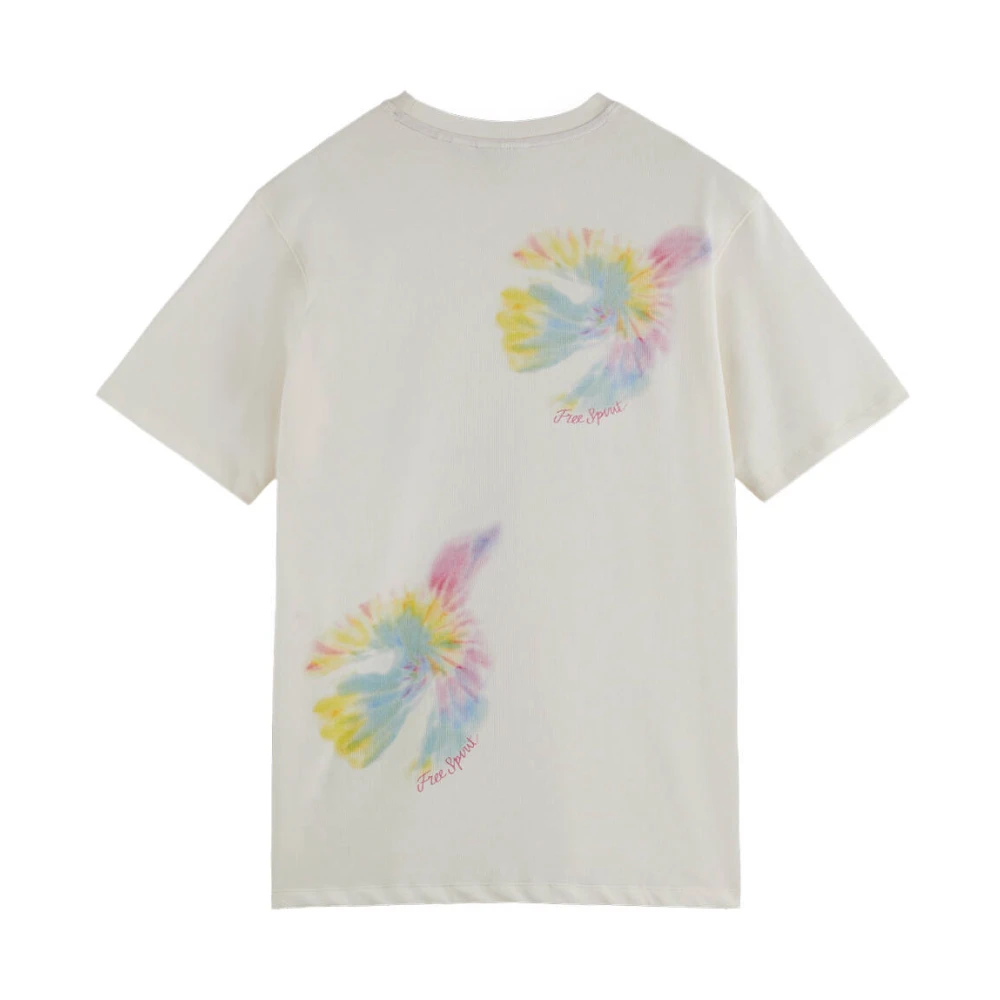 Scotch & Soda Peace Bird Tie-Dye Korte Mouw T-shirt White Heren