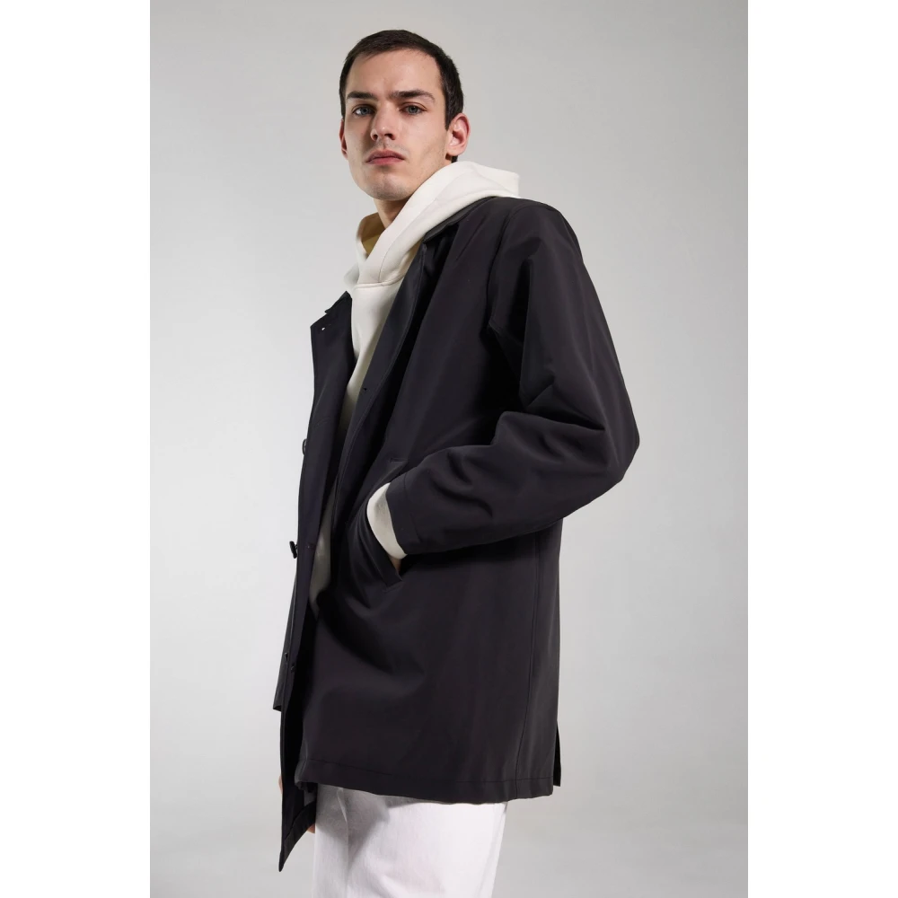 Stutterheim Klassieke dubbelrijige regenjas Black Heren