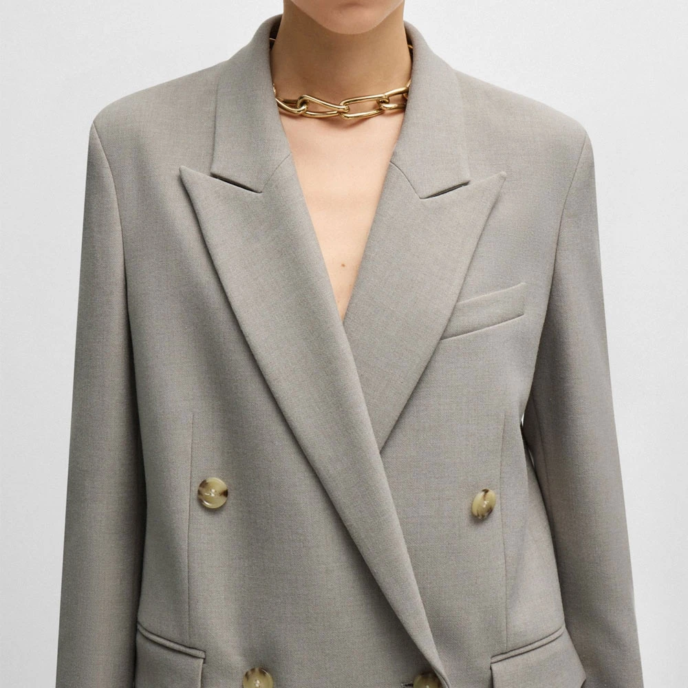 Hugo Boss Elegante Dubbelrijige Blazer Gray Dames