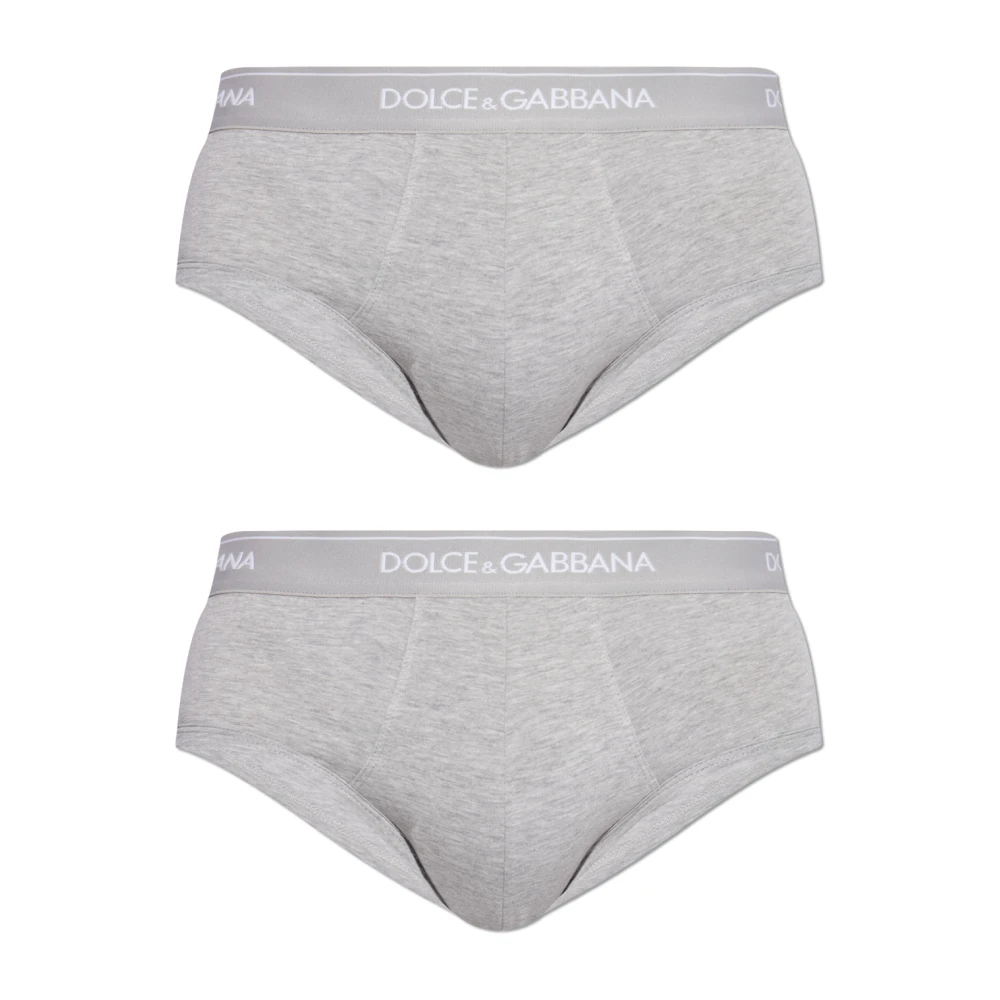 Dolce & Gabbana Men's Gray Underpants, S, Two-Pack Briefs