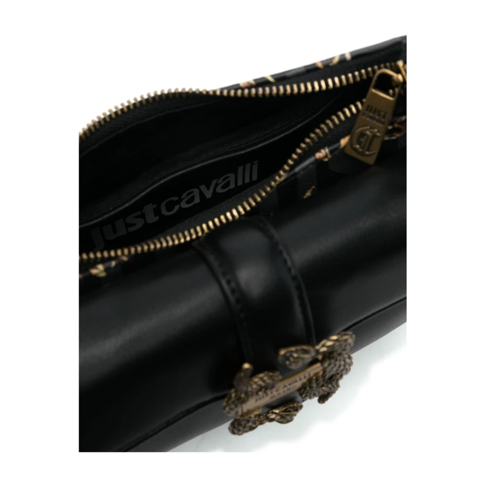 Just Cavalli Zwarte Schoudertas van Eco Leer Black Dames