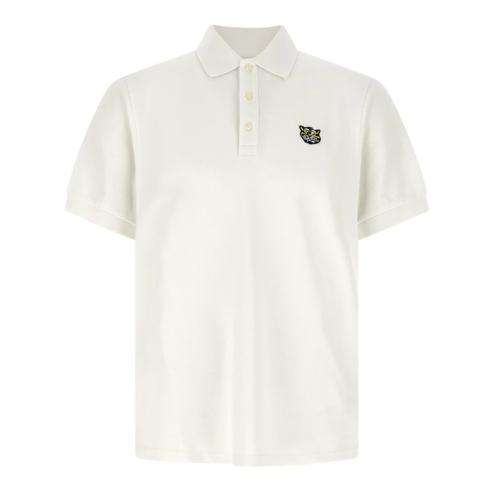 Kenzo Men's White Polo Shirts, Xl, Wild Tiger Slim Polo