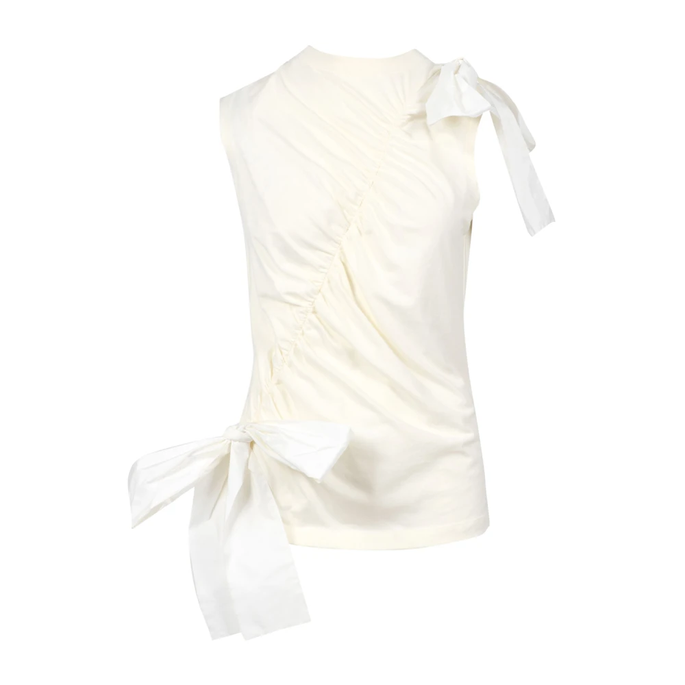 Msgm Vit Ärmlös T-Shirt Med Rund Hals