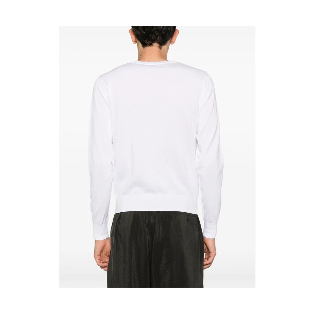Dries Van Noten Witte Button-Up Sweater Lange Mouwen White Heren