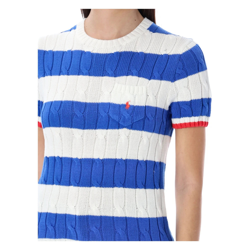 Ralph Lauren Katoenen Kabelgebreide T-shirt met Korte Mouwen Multicolor Dames