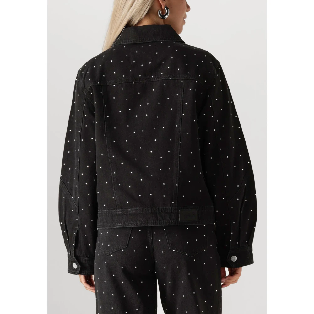 Y.A.S Denim Shacket met Zilveren Glitters Black Dames