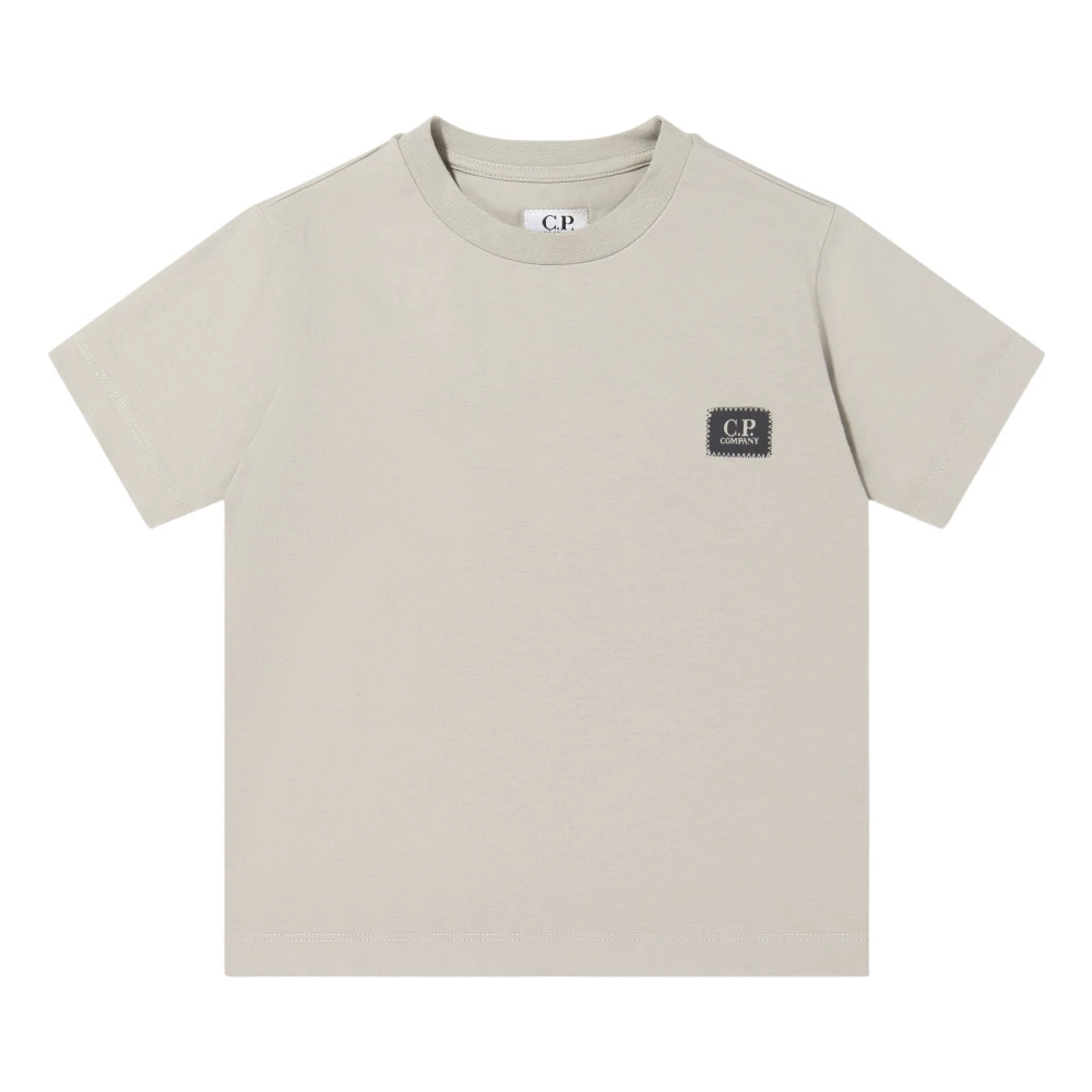 C.p. Company Boys Gray Kids Short Sleeve T-Shirts, 8 Y, U16 Cotton Jersey 30/1 Short Sleeve Logo Patch T-Shirt