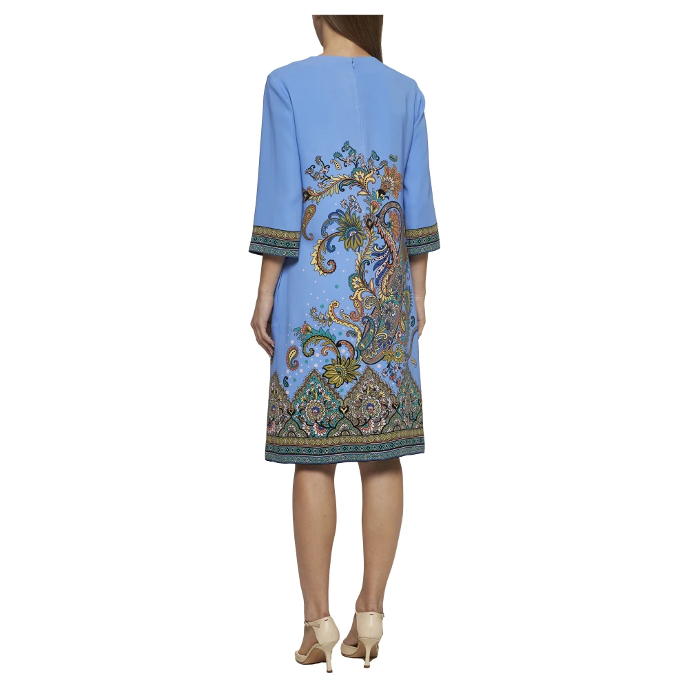 ETRO Blauwe Bloemen Paisley Print Jurk Multicolor Dames