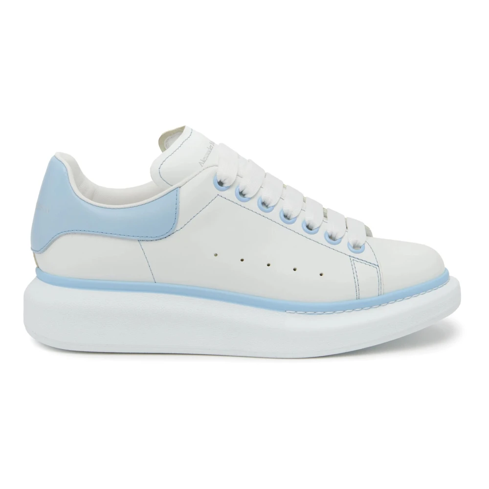 Hvide Oversized Sneakers med Blå Hæl