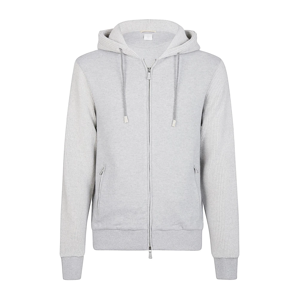 Eleventy Cashmere Hoodie Full Zip Jersey Gray Heren