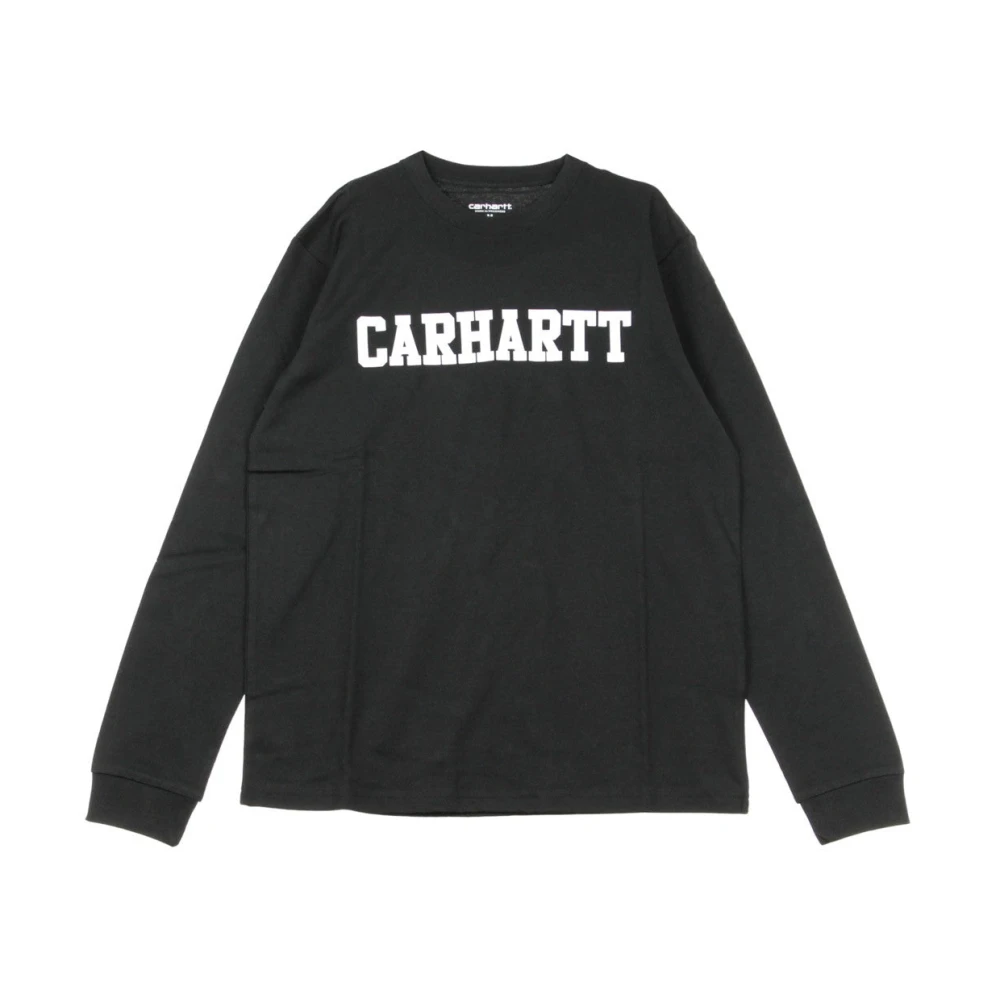 Carhartt WIP Lange Mouw College Tee Zwart Wit Black Heren