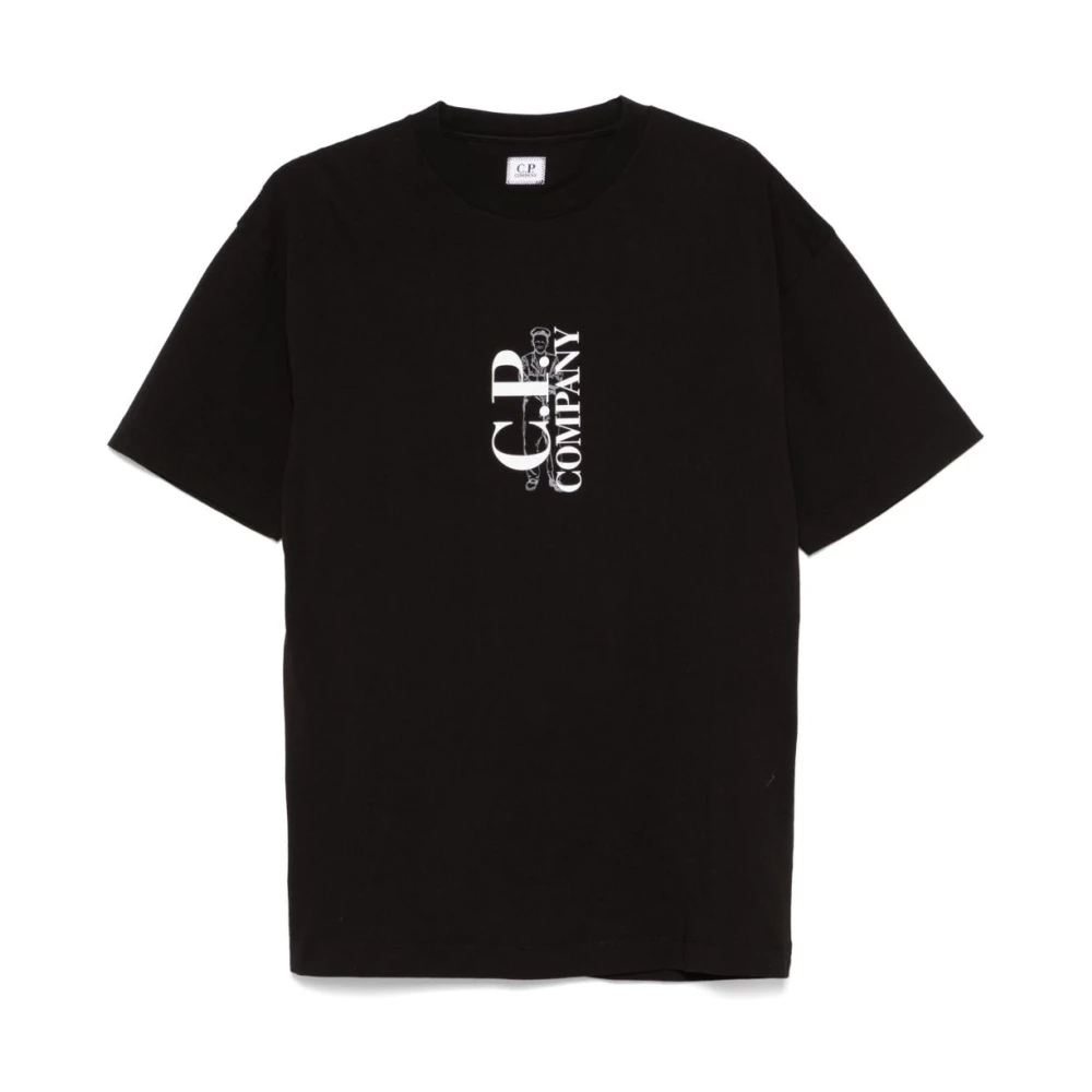 C.P. Company Zwarte Crew Neck T-shirts en Polos Black Heren