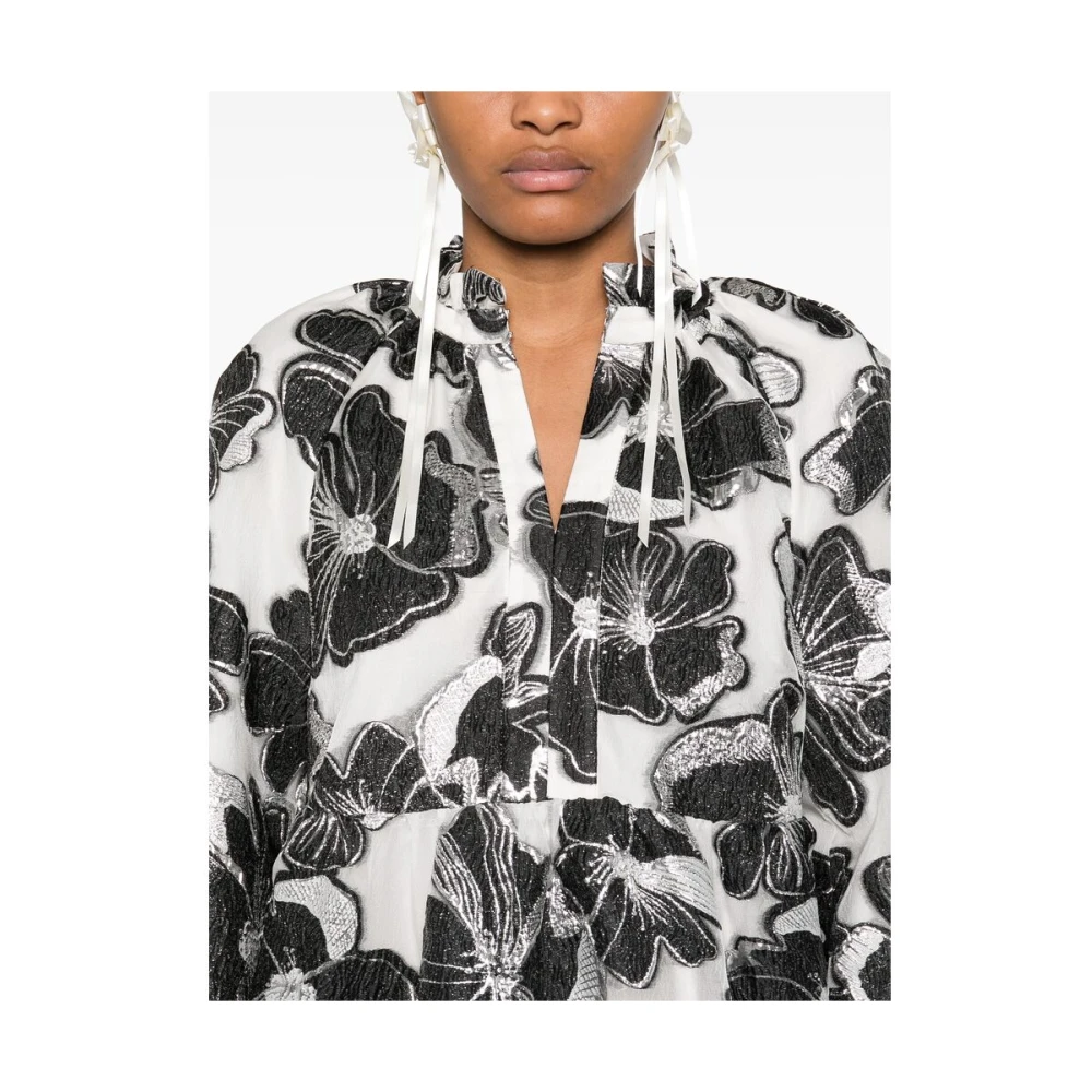 Stine Goya Witte Jurk met Knoopmanchetten en Zakken Multicolor Dames