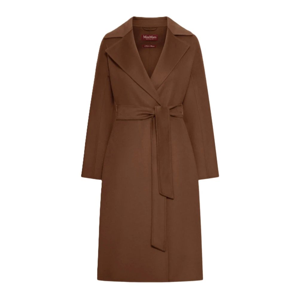 Max Mara Studio Women's Brown Belted Coats, 2XS, Mstcles Coat