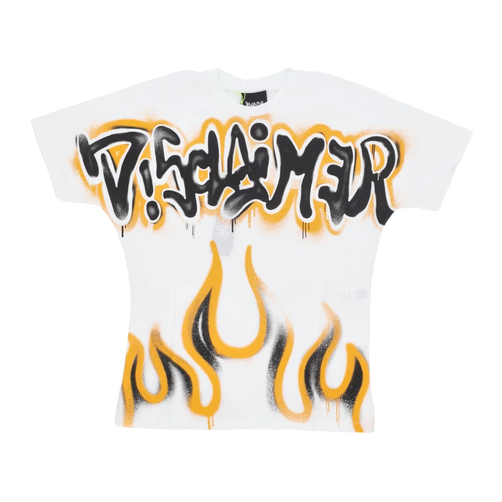 Disclaimer Men's White T-Shirts, M, Logo Print Short Sleeve T-Shirt