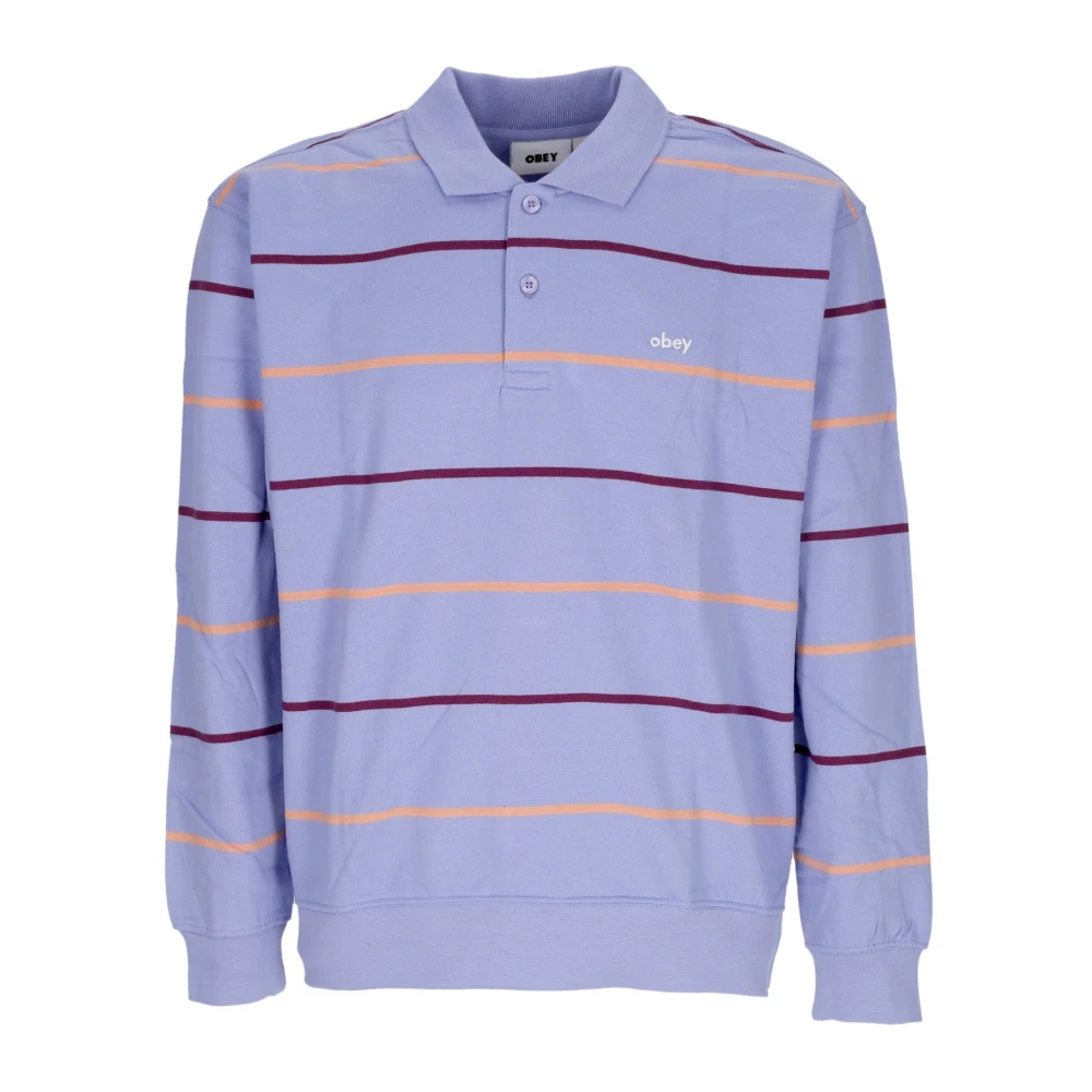Obey Lange Mouw Polo Sweatshirt Digitaal Violet Purple Heren