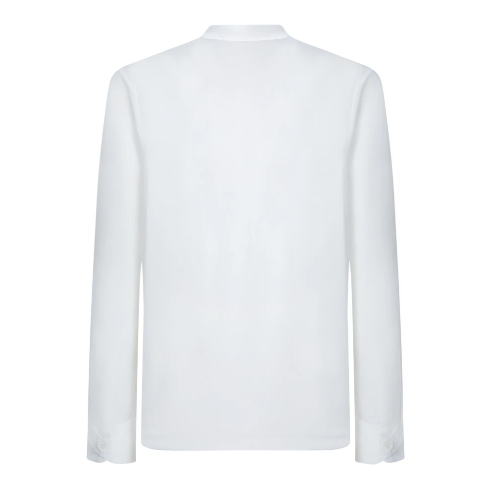 Zanone Witte Crepe Lange Mouw Polo White Heren