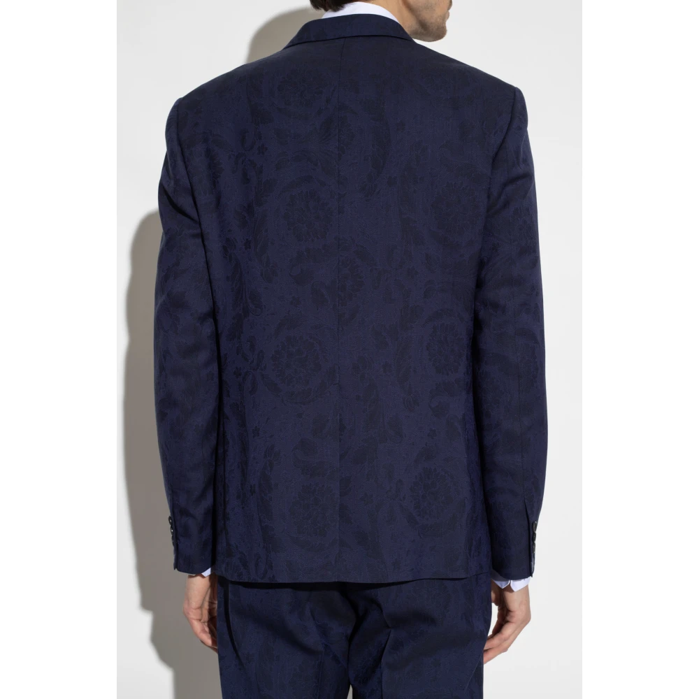 Versace Blazer met Barocco-patroon Blue Heren