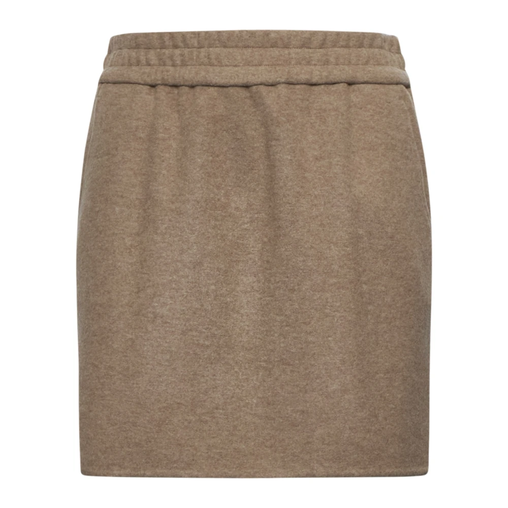 Max Mara Bruine Wollen Blend Geborduurde Rok Brown Dames