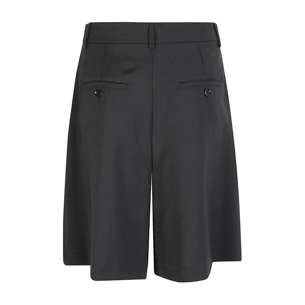 Max Mara Weekend Hoog getailleerde zwarte Bermuda shorts van zuivere wol Black Dames