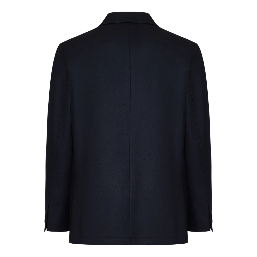 Boglioli Blauwe Wol Kasjmier Jas Revers Kraag Blue Heren