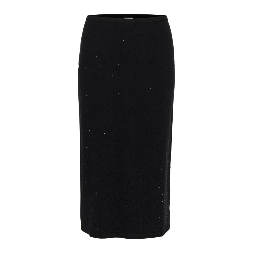 Part Two Zwarte Rhinestone Rok met Elastische Taille Black Dames
