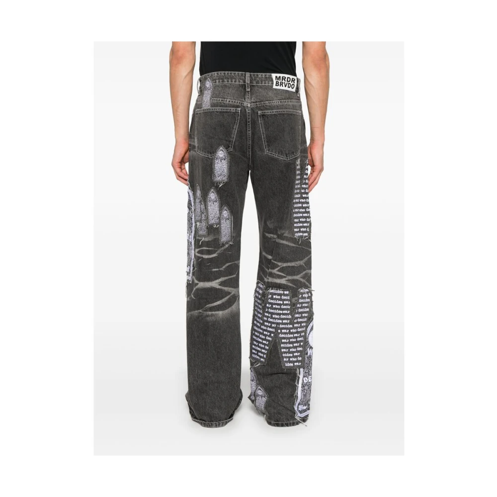 Who Decides War Donkergrijze Denim Patchwork Jeans Gray Heren