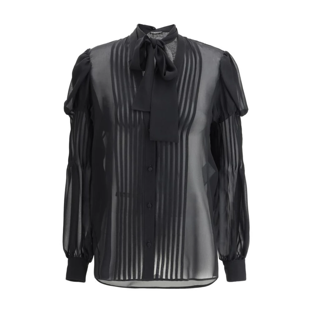 Tom Ford Zijden Georgette V-hals Shirt Black Dames