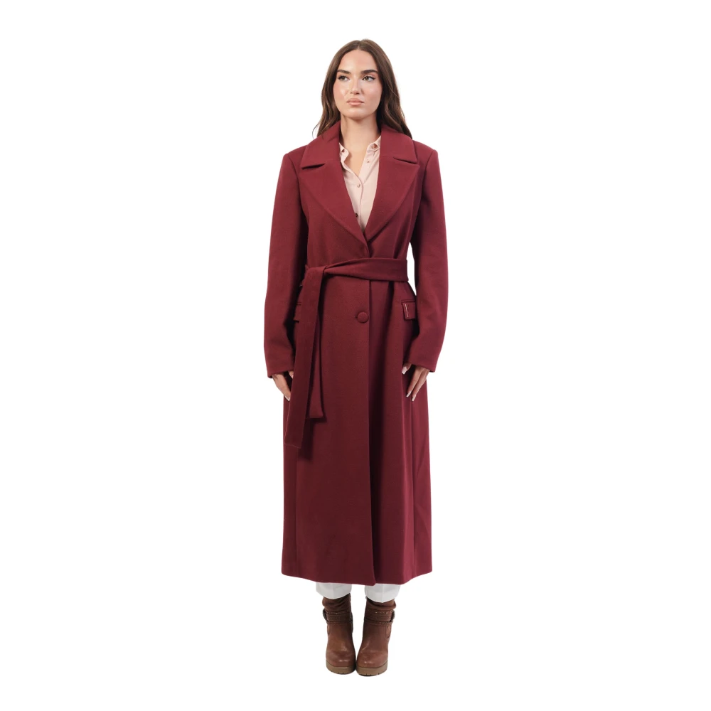 Fracomina Bordeaux Lange Jas Regular Fit Red Dames