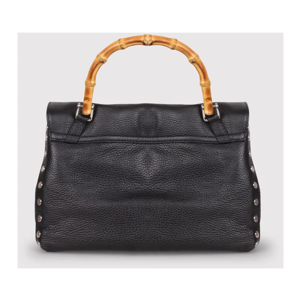Zanellato Zwarte Gehamerde Tas met Bamboe Handvat Black Dames