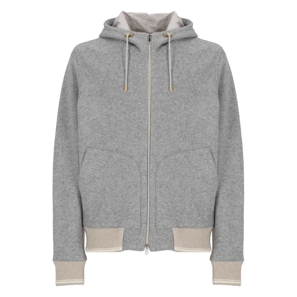 Lubiam Grijze wollen jas met capuchon Gray Heren