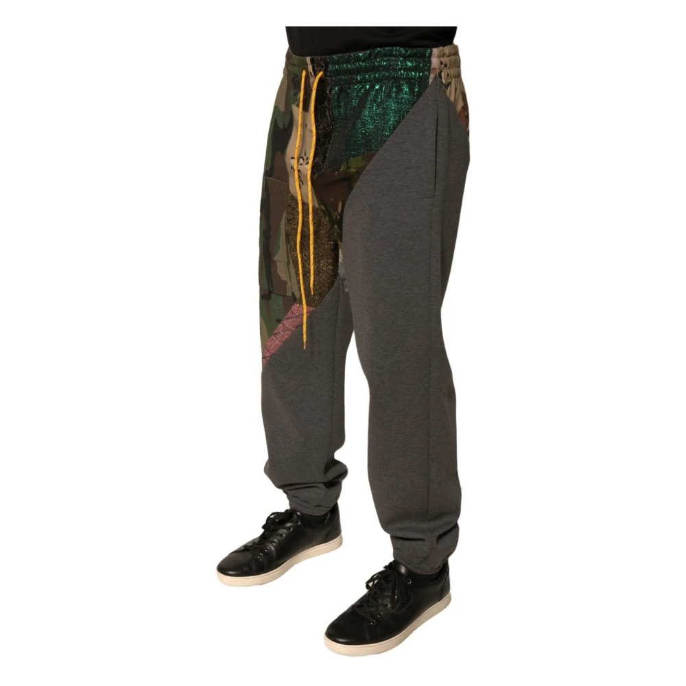 Dolce & Gabbana Camouflage Patchwork Jogger Sweatpants Multicolor Heren